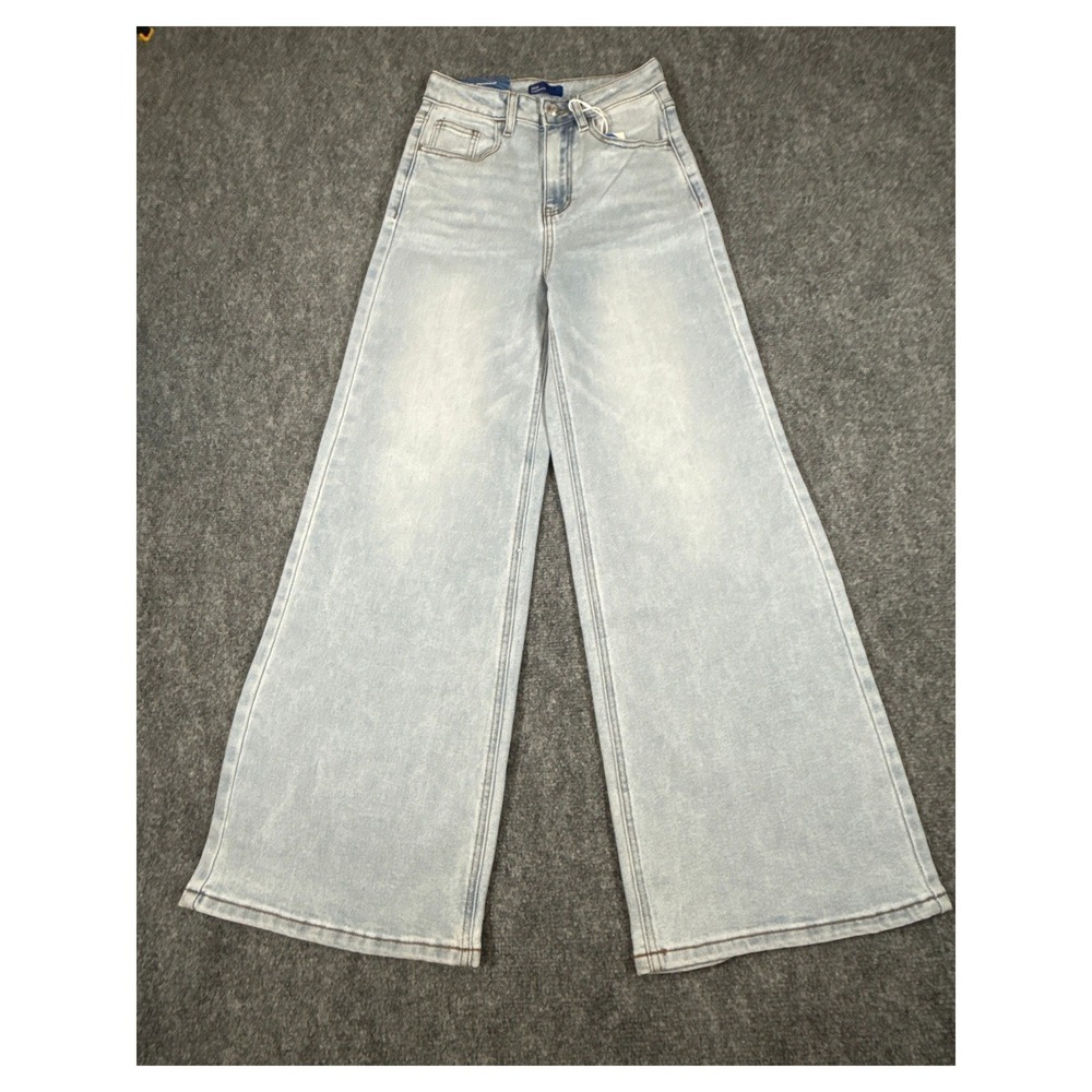 Blue Moment Womens High Waisted Wide Leg Jeans Light Wash Denim Size 24 NWT